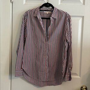 Xirena Striped Lightweight Cotton Long Sleeve Oversized Button Down Shirt Sz XS
